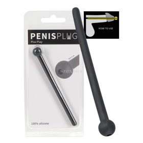   Dilator Piss Play - hollow silicone urethral dilator dildo (black)
