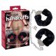 Plush handcuffs with long chain - black