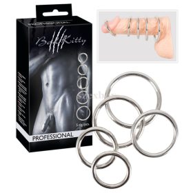 Bad Kitty - metal penis ring set (5 pieces)