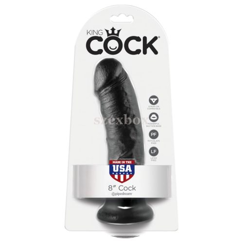 King Cock 8 tapadótalpas dildó 20cm fekete