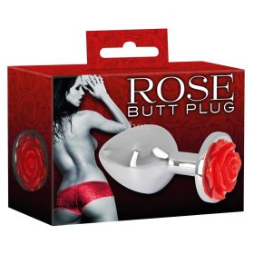 Rose - 91g-os alumínium anál dildó (ezüst-piros)