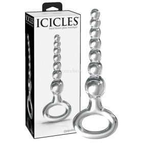 Icicles - gömbös üvegdildó fogógyűrűvel (áttetsző)