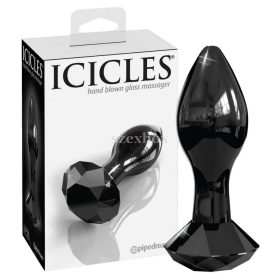 Icicles - kúpos üveg anál dildó (fekete)