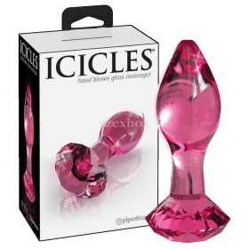 Icicles - kúpos üveg anál dildó (pink)