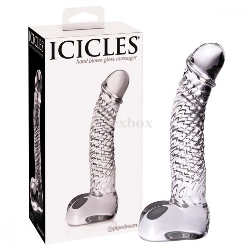 Icicles No. 61 - testicular glass dildo with penis