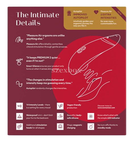 Womanizer Premium 2 piros léghullámos csiklóizgató