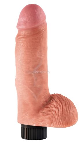 King Cock 7 - testicle vibrator 18cm natural