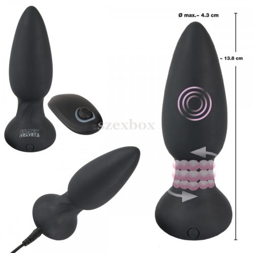 Black Velvet akkus, rádiós, forgó gyöngyös anál vibrátor