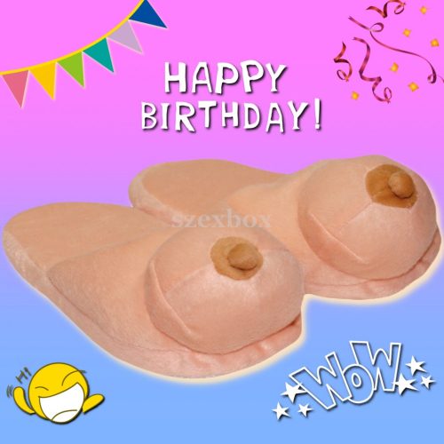 Plush slippers with breast shape