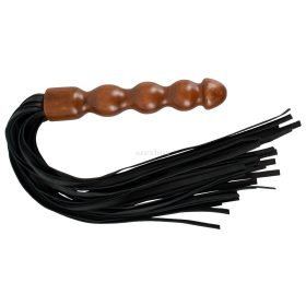 ZADO leather whip with wooden dildo handle