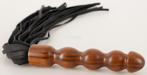 ZADO leather whip with wooden dildo handle