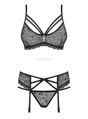 Obsessive rhinestone lace lingerie set