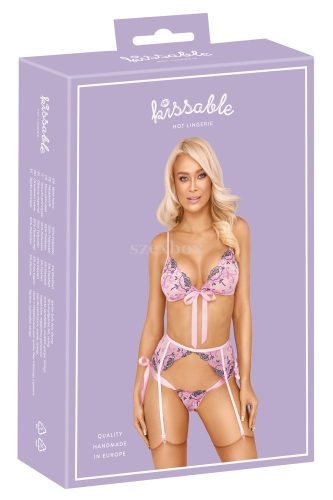 Kissable rose embroidered lingerie set
