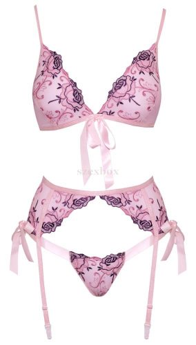 Kissable rose embroidered lingerie set
