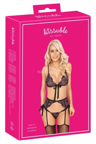 Kissable Pink-purple embroidered bra set