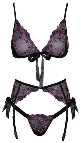 Kissable Pink-purple embroidered bra set