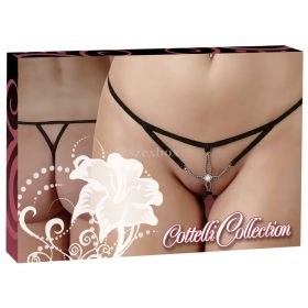 Strasszos női minimálalsó - fekete