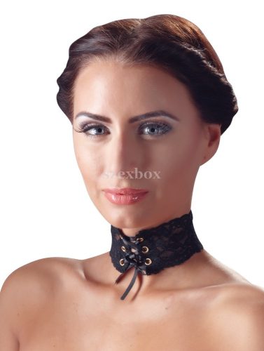 Wide lace neck strap with lace lace (black)