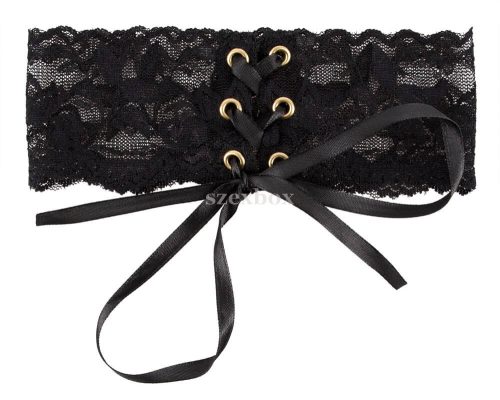 Wide lace neck strap with lace lace (black)