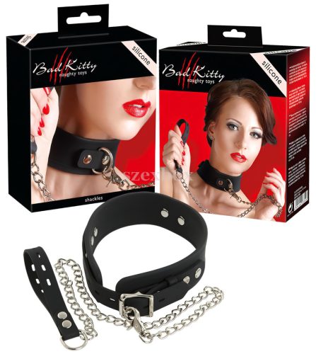 Bad Kitty - Silicone collar with leash (black)