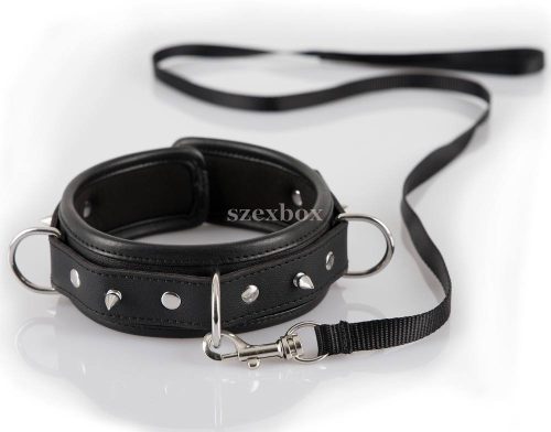 Bad Kitty - spiked studded collar with leash (black)