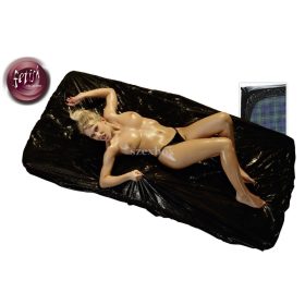 Lakk lepedő gumírozott fekete 160 x 200cm