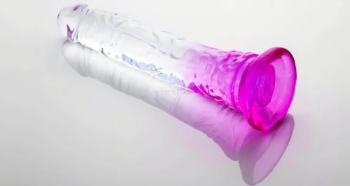Clamp-on dildo 18cm purple-translucent