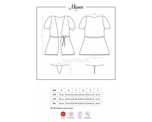 Obsessive Miamor Robe csipkés ujjú köntös tangával 