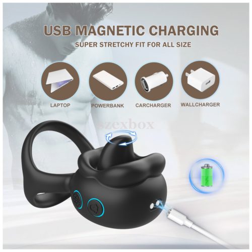 SzexBox vibrációs péniszgyűrű csikló izgató nyelvecskével