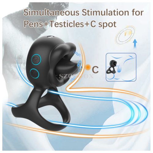 SzexBox vibrációs péniszgyűrű csikló izgató nyelvecskével