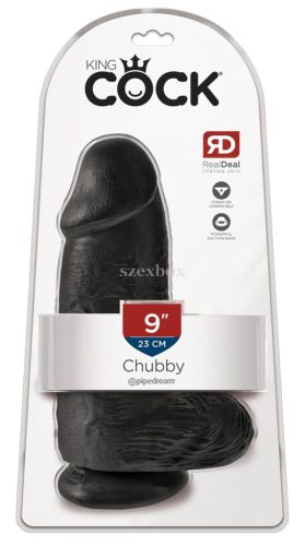 King Cock 9 Chubby fekete dildó – extra vastag, tapadókorongos