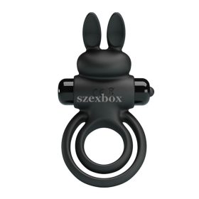 Pretty Love vibrant bunny double ring black