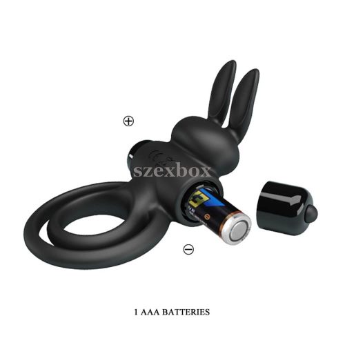 Pretty Love vibrant bunny double ring black