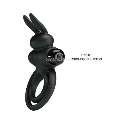 Pretty Love vibrant bunny double ring black