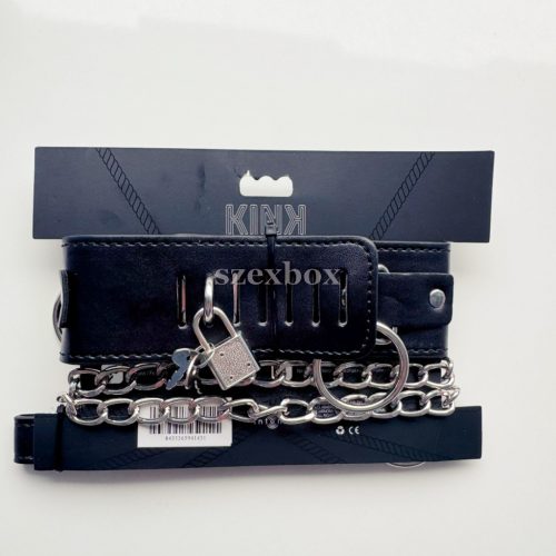 KINK pórázos zárható nyakörv fekete