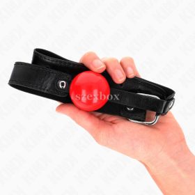 Kink szájpecek piros műbőr pánttal 4cm gumi golyóval