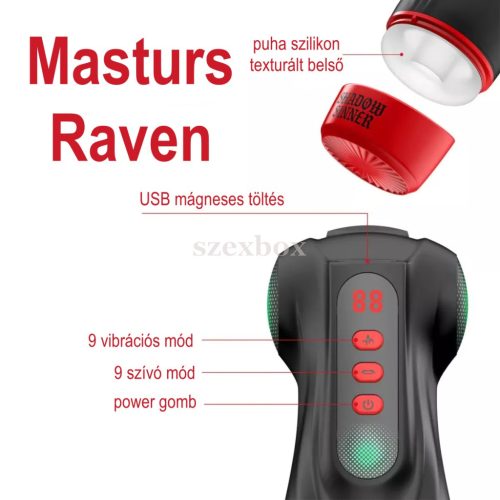 Masturs Raven – AR sucking-vibrating masturbator, dark experience