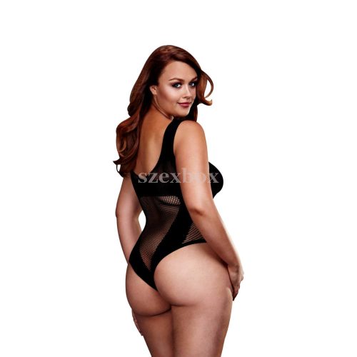 BACI Plus Size - rafinált, necc body (fekete)