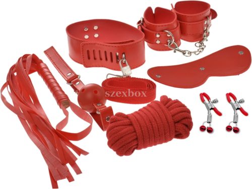 Harass Me! 7 részes BDSM készlet, piros, Guilty Toys