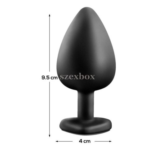 Szexbox szilikon anál plug szív alakú kék kővel Ø40mm