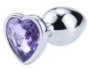 Sexbox metal anal plug heart-shaped, with purple stone Ø34mm