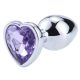 Sexbox metal anal plug heart-shaped, with purple stone Ø34mm