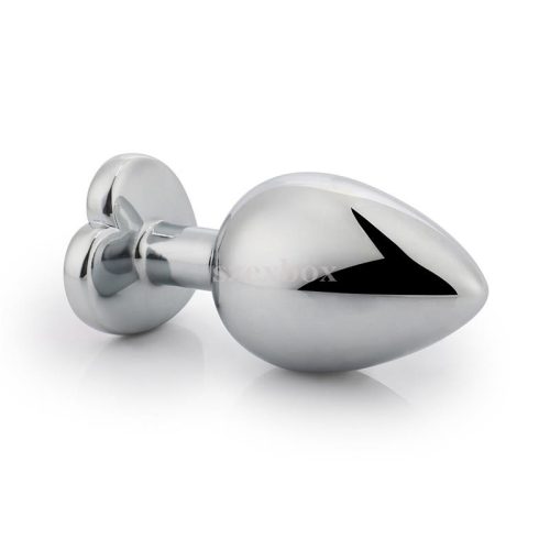 Sexbox metal anal plug heart-shaped, with purple stone Ø34mm