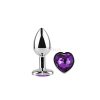 Sexbox metal anal plug heart-shaped, with purple stone Ø34mm
