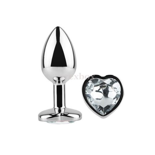 Sexbox metal anal plug heart-shaped, with stone Ø34mm