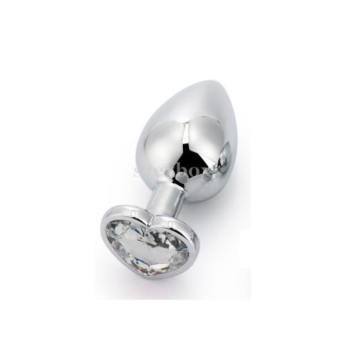 Sexbox metal anal plug heart-shaped, with stone Ø34mm