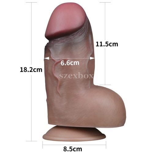 Dual-Layered Silicone Nature Cock Brown dildo 18cm