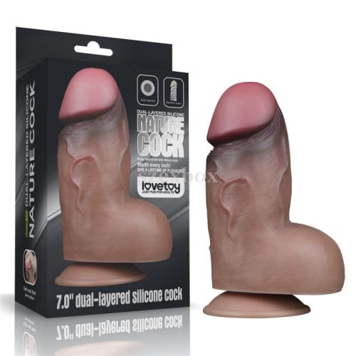 Dual-Layered Silicone Nature Cock Brown dildo 18cm
