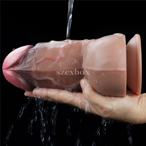 Dual-Layered Silicone Nature Cock Brown dildo 18cm